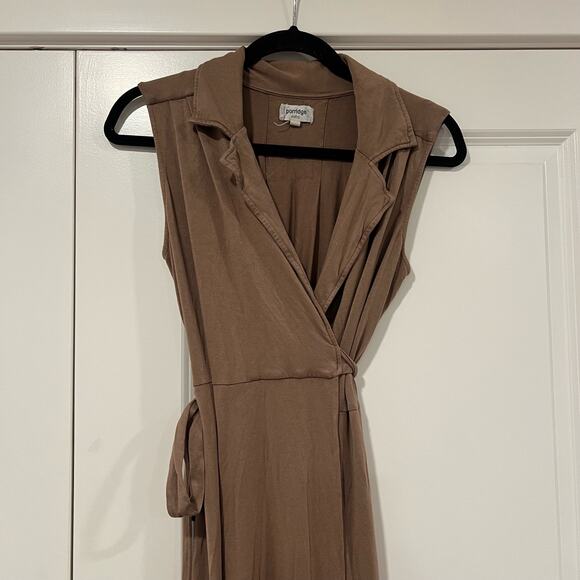 Anthropologie Porridge Women's Soft Casual‎ Wrap Dress Brown Sleeveless Size M - Picture 2 of 11